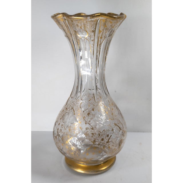 Late 19th Century 19th Century French or Bohemian Cut Glass Crystal Vase With Gilding For Sale - Image 5 of 15