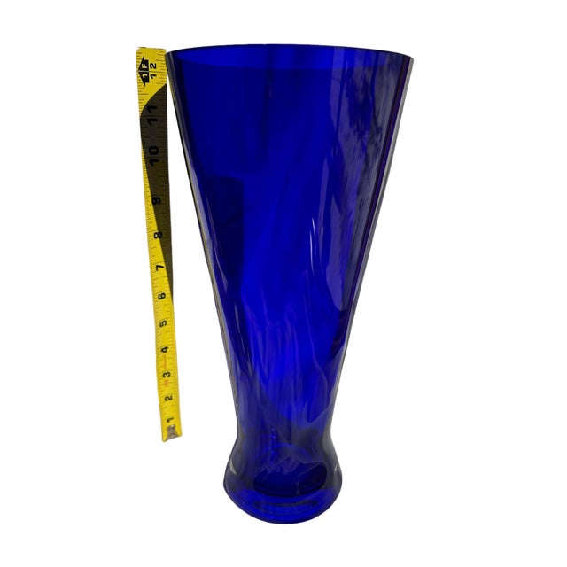 1990s Cobalt Blue Hand Blown Vase, Made in Poland For Sale - Image 4 of 8