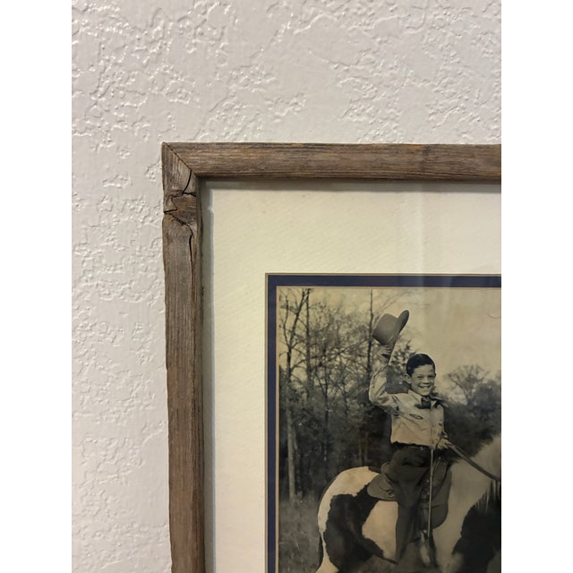 Mid 20th Century Vintage Framed Black and White Photo "Justin Tubb and His Pony" For Sale - Image 5 of 11