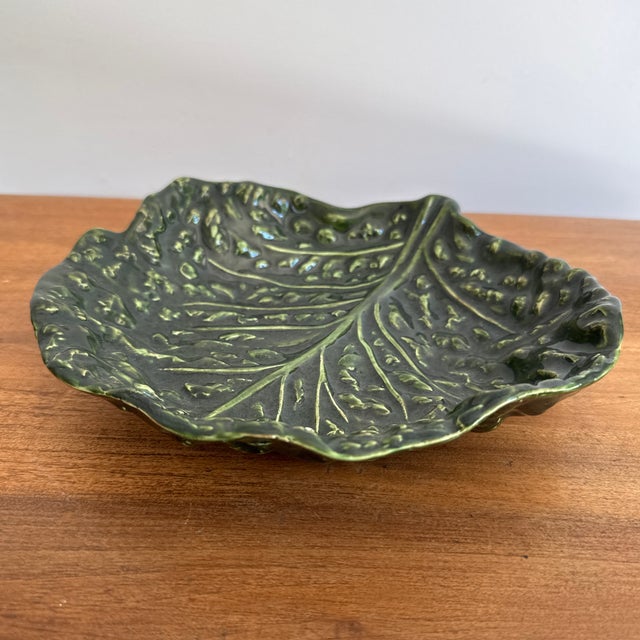 Bordallo Pinheiro Vintage Dark Green Cabbage Bowl For Sale - Image 4 of 7