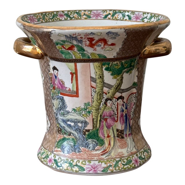 Mid 20th Century Chinese Export Famile Rose Cachepot For Sale