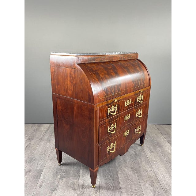 19th Century Louis XVI Style Mahogany Drop-Front Secretary For Sale - Image 9 of 10