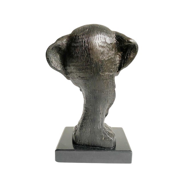 1990s 1990s Black Metal Dog Retriever Bust on Black Marble Base For Sale - Image 5 of 6