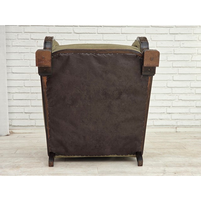 Mid-Century Modern Danish Lounge Chair in Velour and Carved Oak, 1950s For Sale - Image 3 of 18