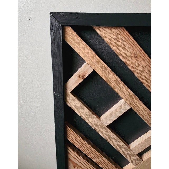 Rustic Reclaimed Wood Wall Art - Black Frame For Sale - Image 3 of 3