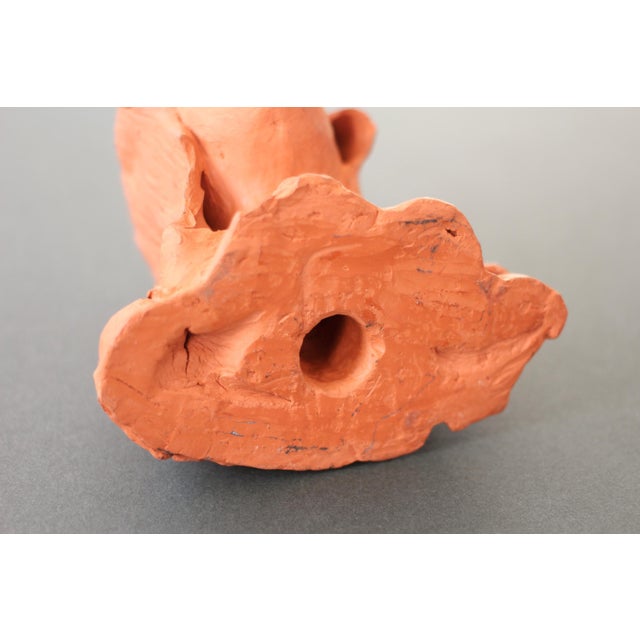 1970s Small Terracotta head - artist head - handmade head - handformed clay - orange head - head sculpture - art head - handformed - clay head For Sale - Image 10 of 12