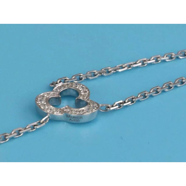 Silver Chanel Camellia White Agate Diamond 18k White Gold Lariat Necklace For Sale - Image 8 of 10