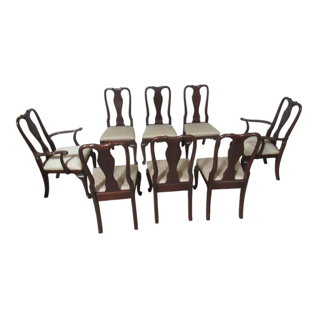 1980s Ethan Allen Dining Room Chairs Georgian Court Queen Anne Eight For Sale