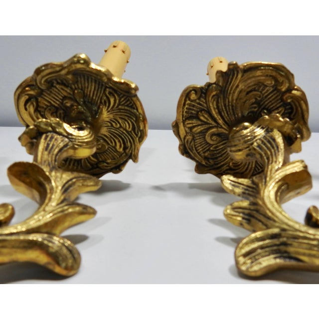 Art Deco French Bronze Wall Sconces With Electrified Candelabra - a Pair For Sale - Image 9 of 11