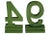 1950s department store numbers on stands in original green paint. Number 4, 3.88"L x 2.38"W x 7.38"H; number 9, 4.38"L x...