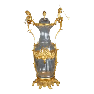 Eric Stepniewski French Louis XV Rococo Ormolu & Crystal Figural Cherub Vase