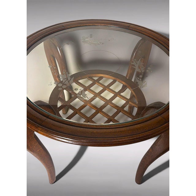 Mid 20th Century Paolo Buffa Style Art Deco Italian Walnut Side Table With Beveled Glass Top For Sale - Image 9 of 18