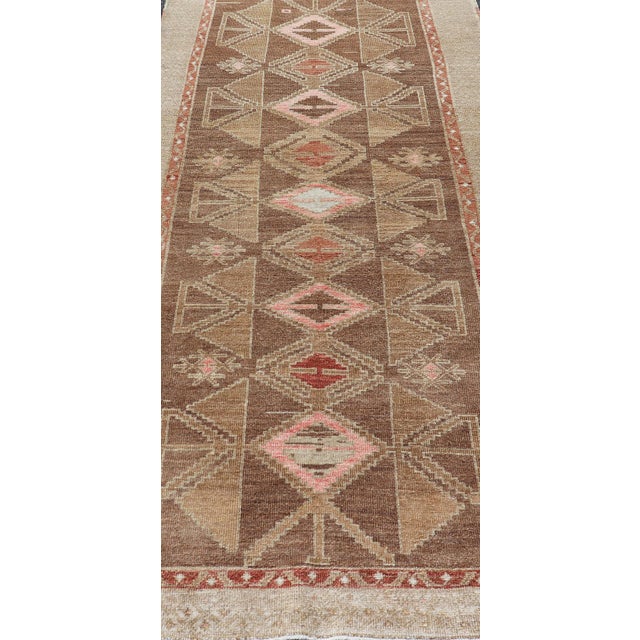 Textile Hand Knotted Colorful Turkish Kars With Tribal Designs and Geometric Motifs 4'4 X 9'9 For Sale - Image 7 of 12