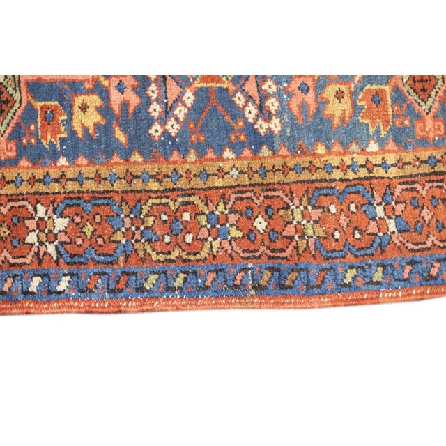 Blue Antique Persian Heriz Rug 3'1'' x 3'11'' For Sale - Image 8 of 12