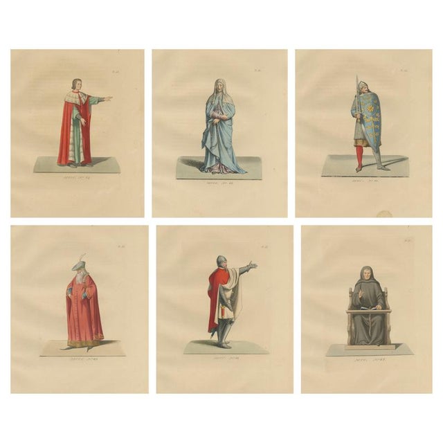 Medieval Costumes, 1860, Paper, Set of 6 For Sale - Image 9 of 9
