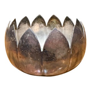 Vintage Silver-Plated Lotus Flower Bowl Produced by Reed & Barton Mid Century For Sale