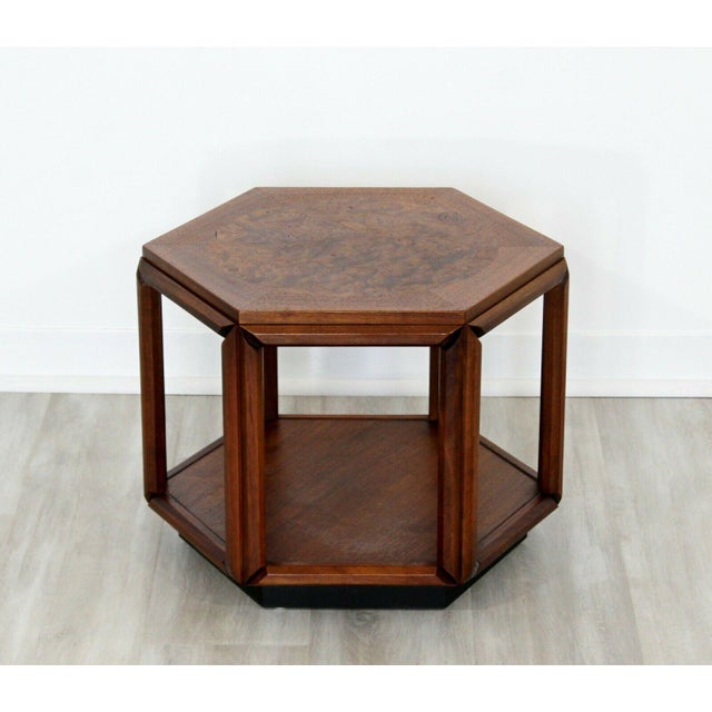 Mid Century Modern Brown Saltman Small Hexagon Side End Table Walnut 1960s Chairish