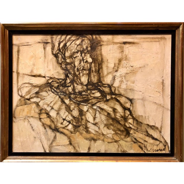 WEISBUCH, Claude. Oil on Canvas "Clown a la Colerette" 1961. Signed lower right, further signed, titled and dated verso....