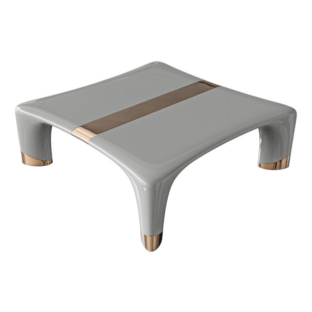 "Perla" Coffee Table With Stainless Steel and Bronze Details For Sale - Image 4 of 9