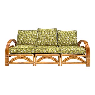 Mid-Century Ritts Co. "Tropitan" Bamboo Rattan Three-Piece Sofa For Sale
