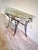 Hollywood Regency Vintage Hollywood Regency Italianate Glass Console Table With Ornate Gilt Iron Base For Sale - Image 3 of 10