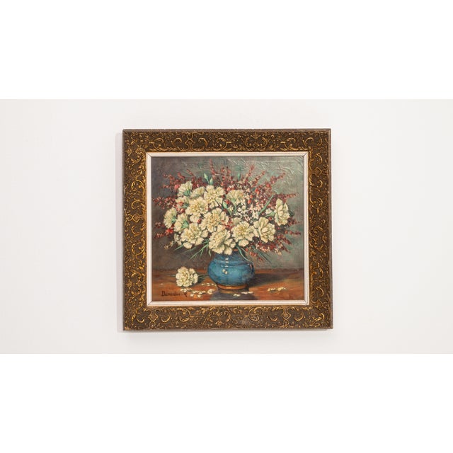Early 20th Century Belgium Blue Canvas Painting For Sale - Image 13 of 15
