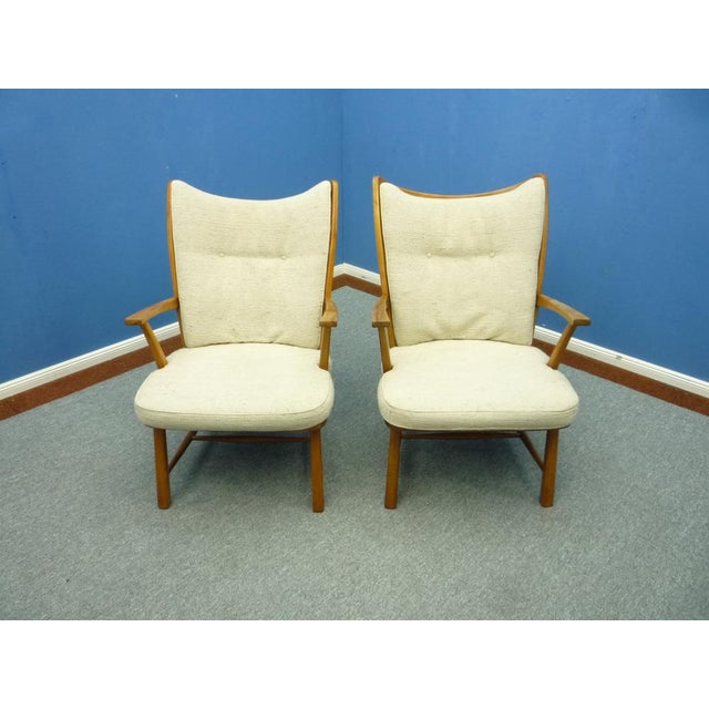 1950s Set of Cherry Wingback Armchairs, 1950s For Sale - Image 5 of 16