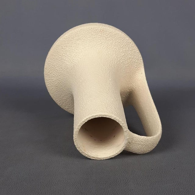 White Vintage Modernist Sculptural Granulated White Ceramic Vase, 1960s For Sale - Image 8 of 12