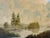 This is a lovely 19th c pastoral landscape oil on canvas depicting a serene misty lake at dawn or dusk. Soft texture and...