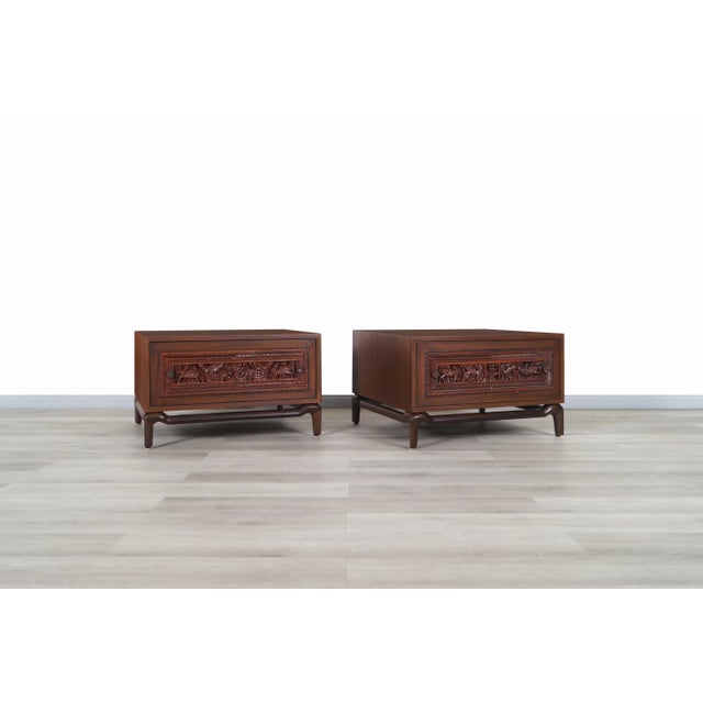 Mid-Century Modern Walnut Nightstands by Maurice Bailey for Monteverdi Young For Sale In Los Angeles - Image 6 of 13