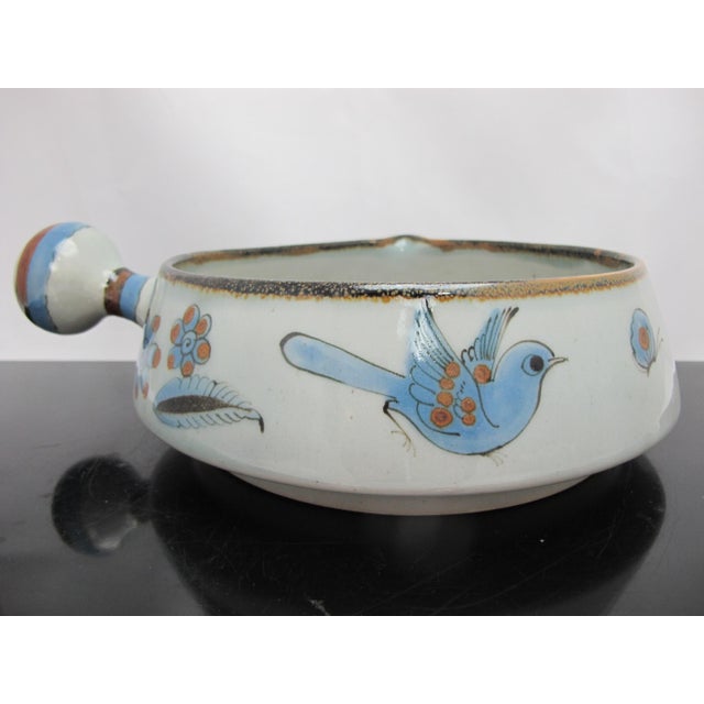 1960s Ken Edwards El Palomar Blue Bird Tonala Mexico Folk Art Pottery Casserole For Sale - Image 5 of 11