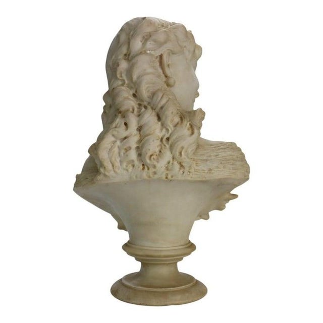 Italian Classical Carved Alabaster Bust of a Maiden With Flowers by P. Bazzanti For Sale - Image 4 of 13