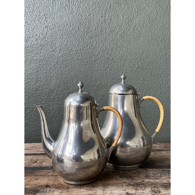 Vintage Wrapped Rattan Coffee Pots - Set of 2 For Sale - Image 9 of 12