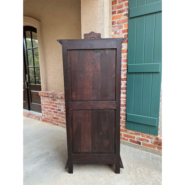 Antique French Breton Cabinet Armoire Carved Crown Brittany Wardrobe C1890 For Sale - Image 12 of 18