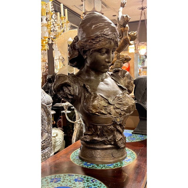 Antique French Orientalist Bust Sculpture of a Courtesan After Clement Steiner For Sale In New York - Image 6 of 11