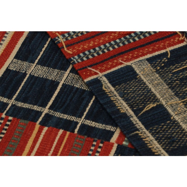 Textile Rug & Kilim’s Modern Geometric Red and Blue Wool Runner For Sale - Image 7 of 7
