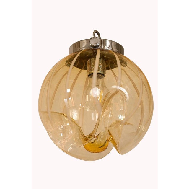 1970s Pendant Light With Murano Blown Glass Globe, Italy For Sale - Image 5 of 11