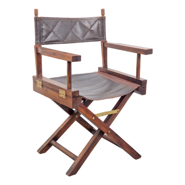 Vintage Director's Chair in Leather, 1970s For Sale