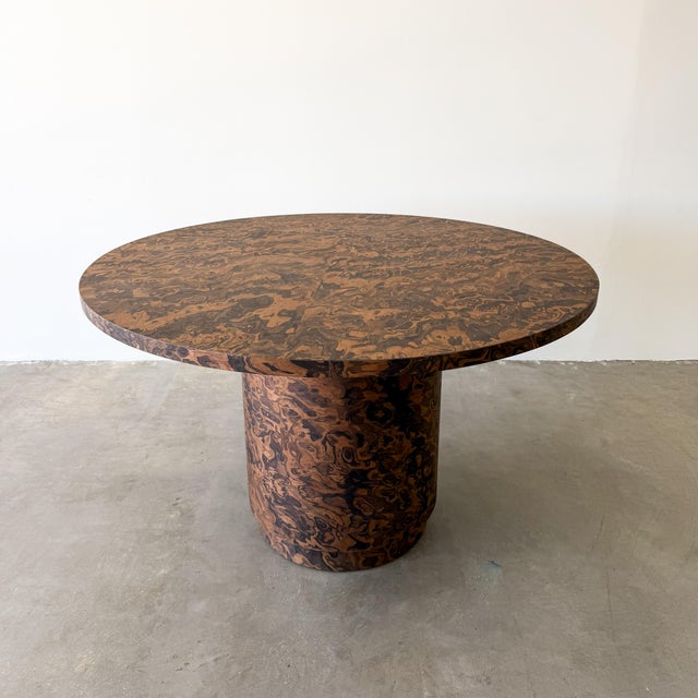 1970s 1970s Mid-Century Modern Round Burlwood Pedestal Dining Table For Sale - Image 5 of 10