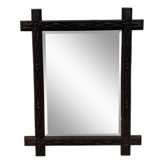 19th Century French Geometric Tramp Art Mirror, 1899 For Sale
