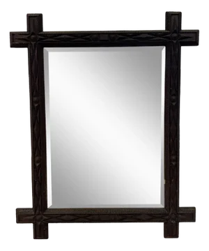 19th Century French Geometric Tramp Art Mirror, 1899