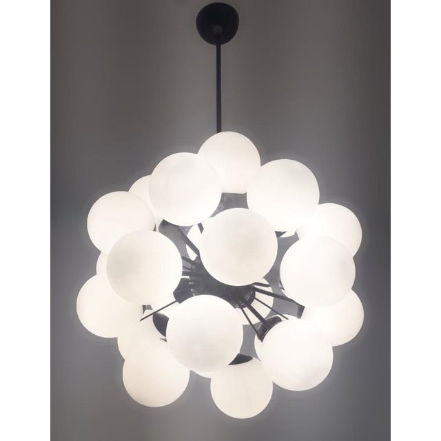 Fabio Ltd 21st Century Ventiquattro Black Powder Coat Matte White Murano Sputnik Chandelier by Fabio LTD For Sale - Image 4 of 5
