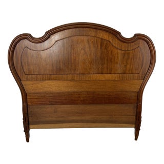 Antique French Walnut Double Bed Carved Headboard For Sale