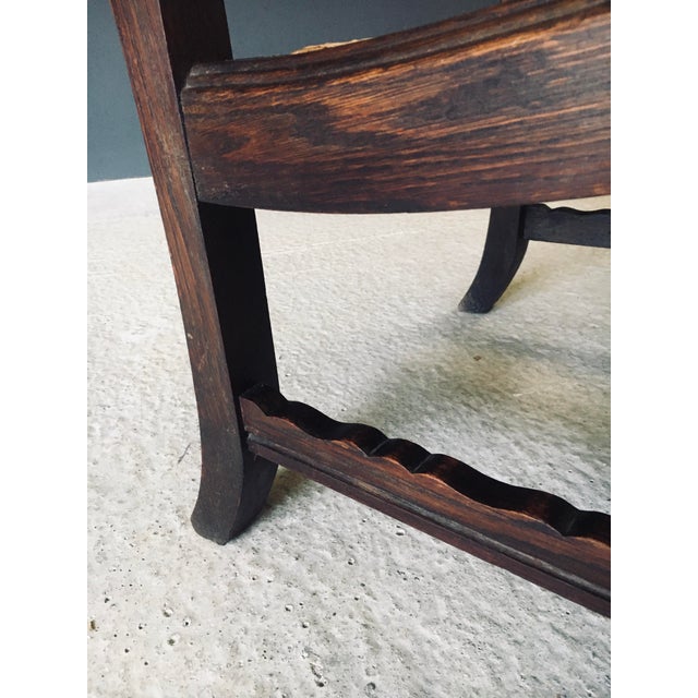 Low Arts & Crafts Oak & Rush Armchair, Belgium 1920s For Sale - Image 16 of 18