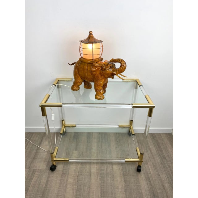 Italian Elephant Table Lamp in Hand-Carved Wood and Copper by Aldo Tura for Macabo, 1950s For Sale - Image 13 of 18