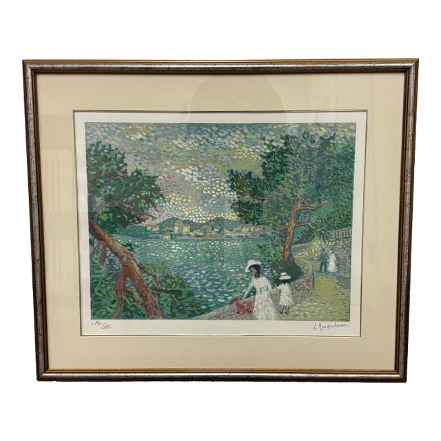 Vintage Lucien Neuquelman "Sunday in the Park" Signed Lithograph Edition 194/250 For Sale