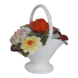 Royal Adderley Ceramic Bone China Flower Basket Figurine Made in England 5157b For Sale