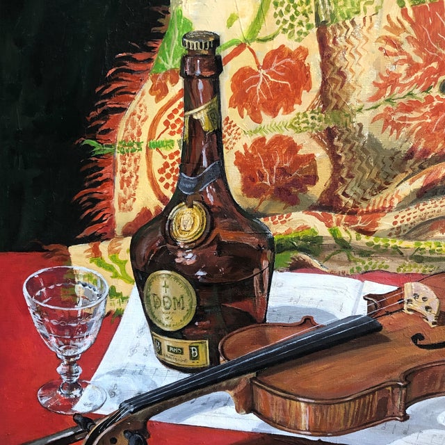 Early 20th-Century Acrylic on Canvas Music-Themed Still Life, Framed For Sale - Image 11 of 12