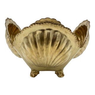 Vintage Brass Seashell Planter For Sale