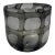Contemporary Smoke Gray + White Geometric Art Glass Bowl Vase For Sale